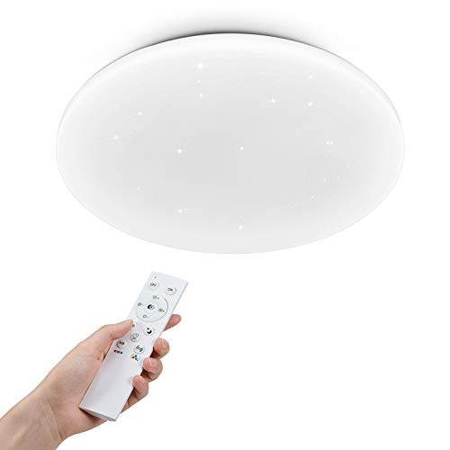 Anten Wizard | Plafon led techo regulable 36 W con mando a distancia y efecto estrella | RGB y blanco cálido a luz de día ajustable | Blanco | ronda | 40 cm.