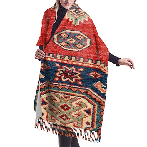 AOOEDM Alfombra de Anatolia hecha a mano teñida natural Imita la sensación de cachemira Bufanda de invierno Pashmina Chal Wraps Manta suave y cálida Bufandas Elegante abrigo para mujer