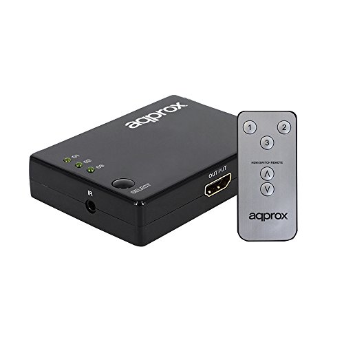 Approx APPC29V2-3 Puertos HDMI Switch 4K con Mando a Distancia, Color Negro