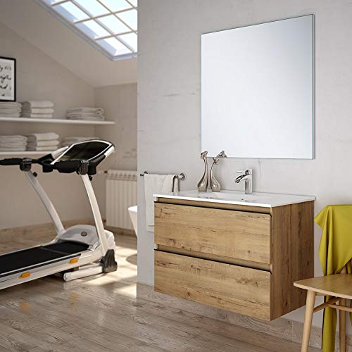 Aquore | Mueble de Baño con Lavabo y Espejo | Mueble Baño Modelo Sundee 2 Cajones Suspendido | Muebles de Baño | Diferentes Acabados Color | Varias Medidas (Roble, 70 cm) Aquore | Mueble de Baño con Lavabo y Espejo | Mueble Baño Modelo Sundee 2 Cajones Suspendido | Muebles de Baño | Diferentes Acabados Color | Varias Medidas (Roble, 70 cm)