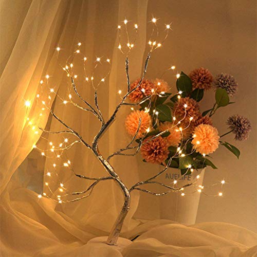 Árbol de luz de hadas, colorido 108 LED de árbol de flores, árbol de espíritu, lámpara de escritorio para decoración de dormitorio de boda, lámpara de árbol de espíritu para mesa