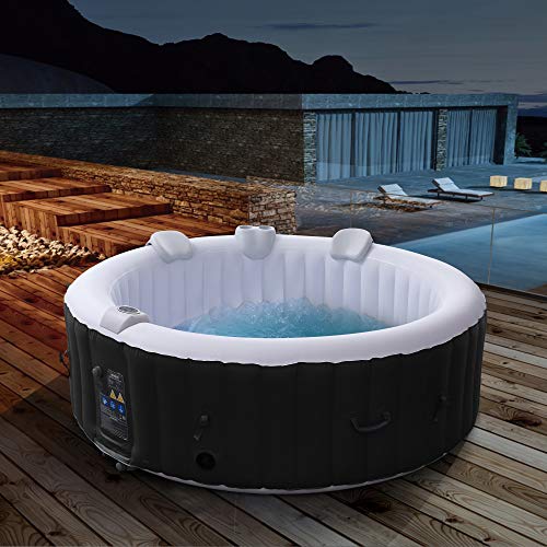 Arebos - Bañera de hidromasaje hinchable para exteriores - 6 personas - Redondo - 1000 litros - Piscina spa - Masaje, calefacción, bienestar