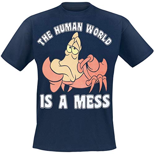 Arielle La Camiseta para Hombre Disney Sebastian Human World es un algodón Azul de medición - M