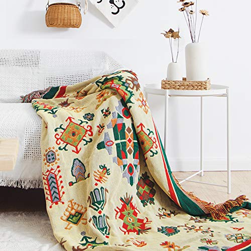 ARIESDY Colcha bohemia de algodón étnico indio, reversible, tapiz, colcha impresa, colcha de sofá, colcha de patchwork, manta de punto, 180 x 230 cm, bohemia