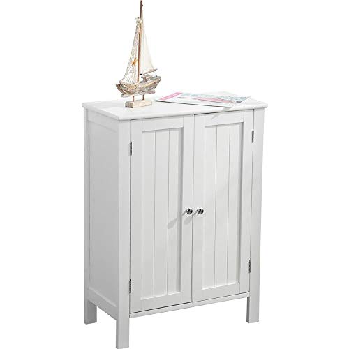 Armario de baño multiusos, mueble de baño, recibidor, dormitorio, salón, mueble de suelo, dos puertas de madera MDF 58 x 28 x 80 cm. Color blanco. Mueble de baño para ahorrar espacio Slim