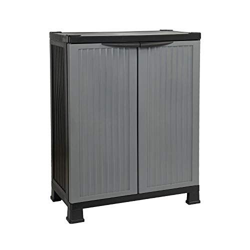 Armario de Resina Exterior Bajo con 1 Balda Gris 92x68x39cm GH91 Armario de Resina Exterior Bajo con 1 Balda Gris 92x68x39cm GH91