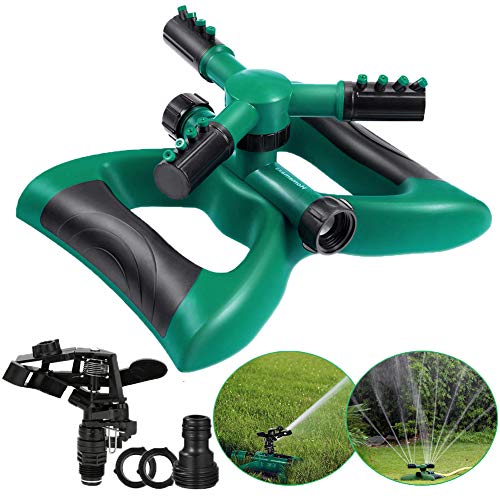 Aspersor de Césped Giratorio 360º Aspersor de Agua para Jardín Sistema 3 Brazos Gardena para Equipos de riego, Sistema de riego para aspersores de césped