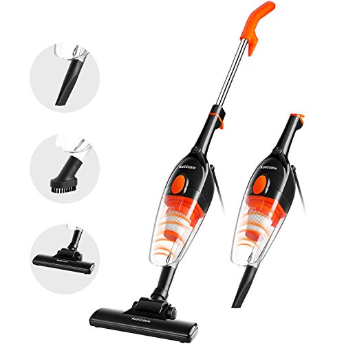 Aspirador escoba, aspirador de mano sin bolsa 2 en 1 (800 W/16 kPa, potencia de aspiración, filtro HEPA, cepillo para suelos duros y escaleras, 5,5 m, recipiente de 0,6 L), color negro y naranja Aspirador escoba, aspirador de mano sin bolsa 2 en 1 (800 W/16 kPa, potencia de aspiración, filtro HEPA, cepillo para suelos duros y escaleras, 5,5 m, recipiente de 0,6 L), color negro y naranja