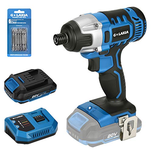 Atornillador de Impacto, G LAXIA 150Nm Atornillador Batería 20V, 2.0Ah Baterías Li-Ion, 30min Cargador Rápido, 6.35mm Mandril Metal Autoblocante, luz LED/95304 Atornillador de Impacto, G LAXIA 150Nm Atornillador Batería 20V, 2.0Ah Baterías Li-Ion, 30min Cargador Rápido, 6.35mm Mandril Metal Autoblocante, luz LED/95304