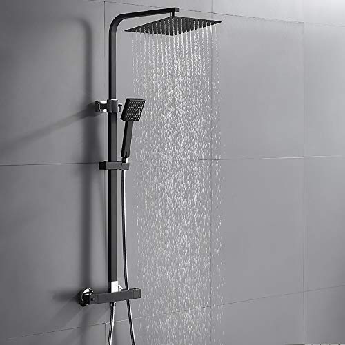 AuraLum Conjunto de Ducha Termostática Negro Diseño Moderno, Bañera Termostática Grifo de Ducha Cuarto de Baño Cuarto de Baño AuraLum Conjunto de Ducha Termostática Negro Diseño Moderno, Bañera Termostática Grifo de Ducha Cuarto de Baño Cuarto de Baño