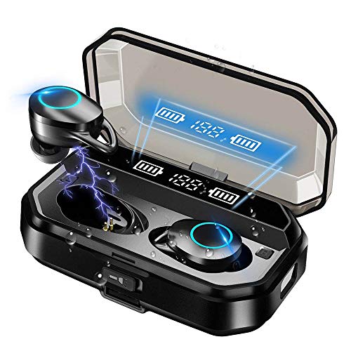 Auriculares Bluetooth 5.0 Yishark TWS Auriculares Inalámbricos Sonido Estéreo con Micrófono Manos Libres Auriculares Mini Twins In Ear Auriculares Deportivos con Caja de Carga para iPhone Android