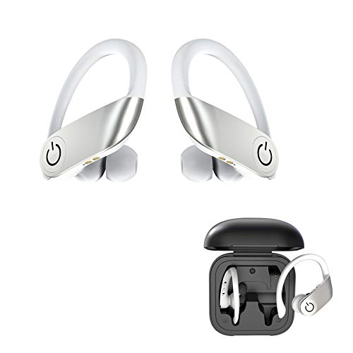 Auriculares Bluetooth inalámbricos in-ear con graves potentes, auriculares True Wireless y portátil, maletín de carga para trabajar, correr o entrenar (blanco)
