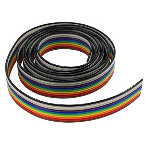 Aussel Ribbon Cable 1.27mm Rainbow Color Flat Cable para conectores de 2.54 mm (10Wire/6M)