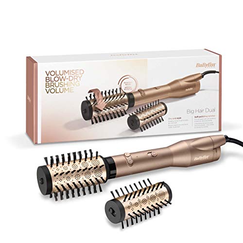 BaByliss AS952E Big Hair Dual - Cepillo de Aire, 2 Cabezales Cerámicos y Rotatorios de 50 y 40 mm, Iónico, Ajuste de Aire Frío , Tecnología Air Flow, 650W