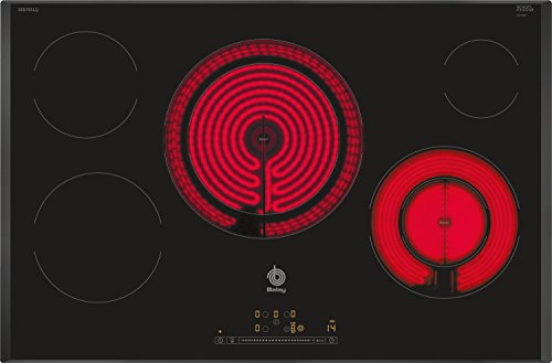 Balay, 3EB785LQ - Placa Vitrocerámica, 80 cm, 190,4 Wh/kg, 5 Zonas + Zona 28cm, Control Táctil de fácil uso con 17 niveles de cocción, Color Negro, Programación de tiempo de cocción