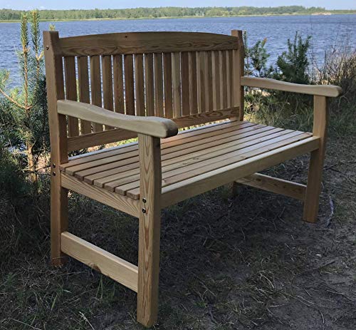 Banco de jardín de 2 plazas, banco de madera, bancos de madera maciza de alerce siberiano Banco de jardín de 2 plazas, banco de madera, bancos de madera maciza de alerce siberiano