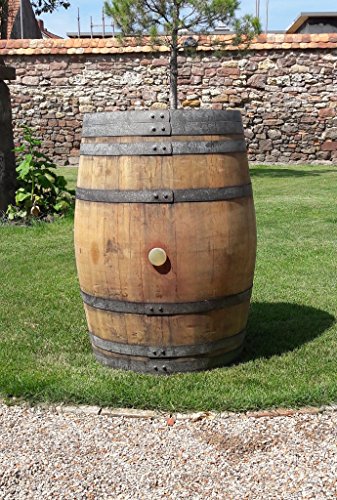 Barrica de vino auténtica de roble para decoración de jardín, de 225 litros