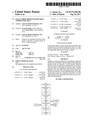 Basalt fibers produced from high temperature melt: United States Patent 9771294 (English Edition)