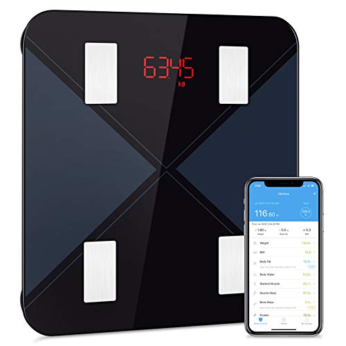 Bascula de Baño Digital Grasa Corporal, Mpow báscula inteligente con App, Analizar Más de 13 Funciones, Máximo 180 Kilos, Aplicar para Andriod y Ios Bascula de Baño Digital Grasa Corporal, Mpow báscula inteligente con App, Analizar Más de 13 Funciones, Máximo 180 Kilos, Aplicar para Andriod y Ios