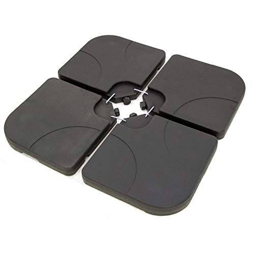 Bases para Parasol excéntrico de jardín 4 Unidades rellenables Color Negro, Tamaño: 50x50x7 cm Cada una, Peso: 80-100 Kg, Material: Polietileno de Alta Densidad (HDPE) Bases para Parasol excéntrico de jardín 4 Unidades rellenables Color Negro, Tamaño: 50x50x7 cm Cada una, Peso: 80-100 Kg, Material: Polietileno de Alta Densidad (HDPE)