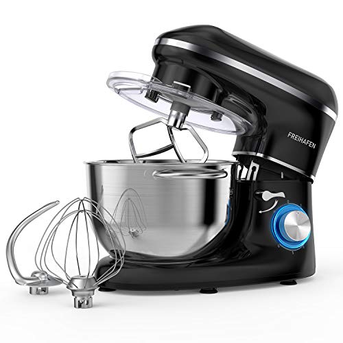 Batidora Amasadora, Freihafen Amasadora para Repostería (1400 W, con Bol de Acero inoxidable de 5,5 L, Amasador, Batidor, Varillas y Protección para Salpicaduras, Silencioso) Negro Batidora Amasadora, Freihafen Amasadora para Repostería (1400 W, con Bol de Acero inoxidable de 5,5 L, Amasador, Batidor, Varillas y Protección para Salpicaduras, Silencioso) Negro