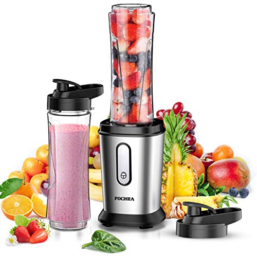 Batidora de Vaso, FOCHEA Mini Batidoras Smoothie 500W con 2 * 600ml Botella Tritan, Smoothie Maker para Frutas, Batidos, Vegetales, Libre de BPA Batidora de Vaso, FOCHEA Mini Batidoras Smoothie 500W con 2 * 600ml Botella Tritan, Smoothie Maker para Frutas, Batidos, Vegetales, Libre de BPA