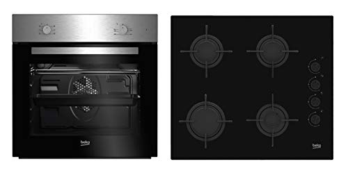 Beko BSE21031CXD - Cocina (Integrado, Negro, Acero inoxidable, Giratorio, Front / Top front, Encimera de gas, Butano)