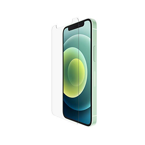 Belkin OVA021zz - Protector de pantalla antimicrobiano TemperedGlass para iPhone 12 Pro/iPhone 12 (defensa avanzada que reduce el crecimiento bacteriano hasta en un 99%), transparente