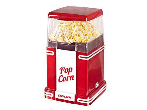 Beper - Máquina para Hacer Palomitas de Maíz, Preparación en 3 minutos, sin Grasa, Circulación de Aire Caliente, 1200 W de Potencia, Rojo Beper - Máquina para Hacer Palomitas de Maíz, Preparación en 3 minutos, sin Grasa, Circulación de Aire Caliente, 1200 W de Potencia, Rojo