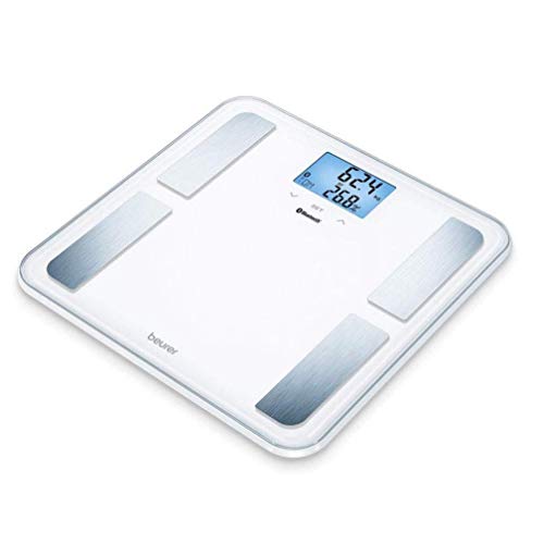 Beurer BF850 - Báscula de baño diagnóstica superficie con extragrande, conexión entre Smartphone y báscula, color blanco, 32.5 x 32.5 x 2.4 cm, 2kg