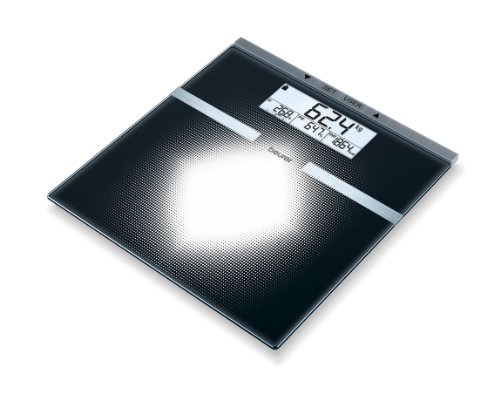 Beurer BG21 - Báscula de baño diagnóstica de cristal, pantalla LCD dos línea s, memoria para 10 usuarios, color negro
