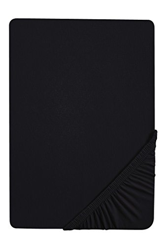 Biberna 77155/080/040 - Sábana bajera ajustable elástica, para una cama individual de 90 x 190 cm hasta 100 x 200 cm, color negro
