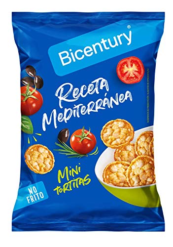 Bicentury - Mini tortitas - Producto de Aperitivo con Sabor Mediterráneo a Base de Cereales - 70 g