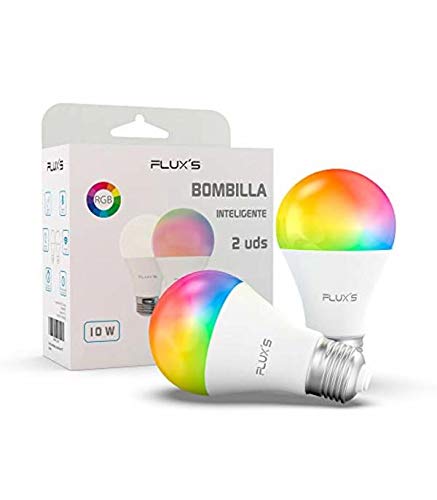BigBuy Tech Bombilla Inteligente Led Wi-fi E27 10w Multicolor (2 Pcs)