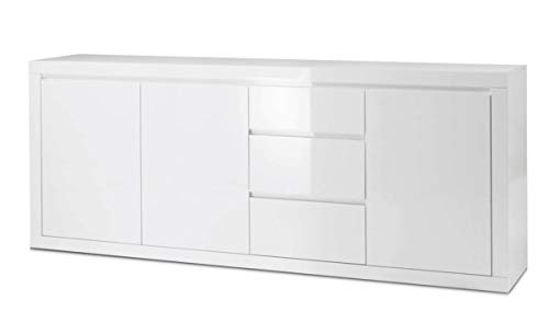BIM Furniture Como Bianco IV - Cómoda con 3 cajones, color blanco brillante