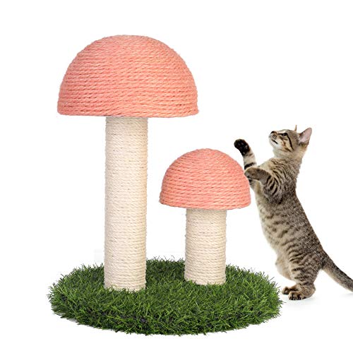 BingoPaw Árbol Rascador para Gatos, Árbol de Sisal para Gatitos, Poste de Gatos con Forma de Hongo, 30 x 37cm