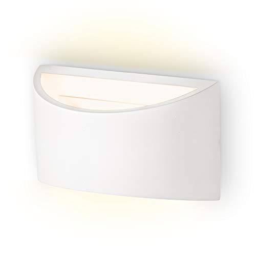 B.K.Licht Lámpara de pared de yeso LED 20x8,5x11,5 cm, 3,8W G9 230V, Color Blanco, Apliques de decoración moderna