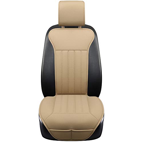 BLACK PANTHER Cojin Asiento Coche, Fundas Asiento Conductor,Cuatro Estaciones Universal Antideslizante Protector Asiento Delanterocon Respaldo(1PC-Beige) BLACK PANTHER Cojin Asiento Coche, Fundas Asiento Conductor,Cuatro Estaciones Universal Antideslizante Protector Asiento Delanterocon Respaldo(1PC-Beige)