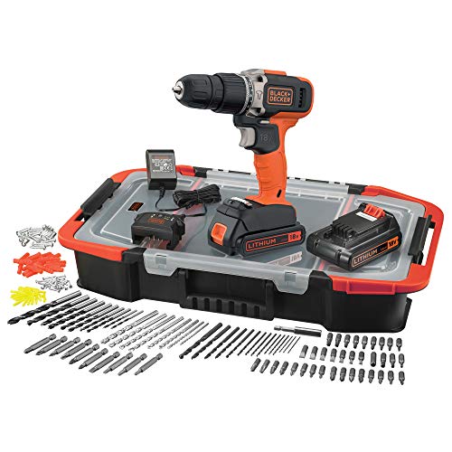 BLACK+DECKER BCD003BAST-QW - Taladro percutor 18V, 21.000 ipm, con 2 baterías litio 1.5Ah y organizador