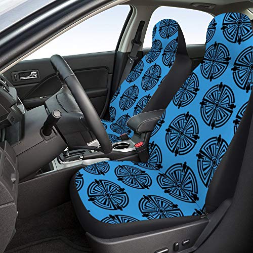 Blue Guard Tattoo Universal Fit Car Seat Covers, 2pc Auto Front Drive Seats Protector Compatible Fits for Most Car SUV Sedan Truck Van