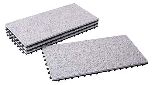 BodenMax LLGRA001-GRY-3060 Baldosas de Granito para terraza, jardines, balcones, piscinas, saunas, interiores y exteriores. Granito gris. Set de 4 baldosas de granito de 30 cm x 60 cm x 2,5 cm