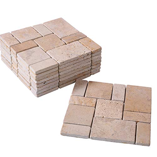 BodenMax TPA-ROMA Baldosas de Travertino para terraza, jardines, balcones, piscinas, saunas, interiores y exteriores. Travertino mediterráneo. Set de 9 baldosas de travertino de 30 cm x 30 cm x 2,5 cm BodenMax TPA-ROMA Baldosas de Travertino para terraza, jardines, balcones, piscinas, saunas, interiores y exteriores. Travertino mediterráneo. Set de 9 baldosas de travertino de 30 cm x 30 cm x 2,5 cm