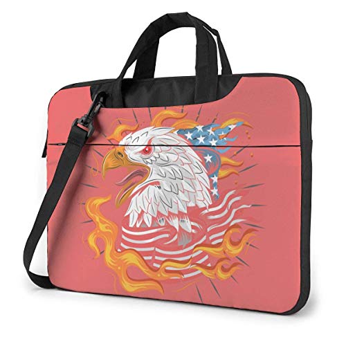 Bolsa de Ordenador portátil para Estudiantes Adultos, Funda Protectora para Ordenador portátil, Bolso de Mano, Estilo Patriotismo, águila, Bandera Americana