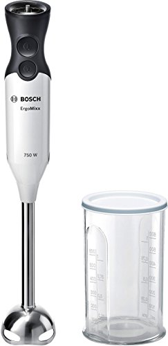 Bosch Hogar MSM67110W ErgoMixx Batidora de mano, 750 W, con vaso de mezclas, Color blanco y antracita, plástico Bosch Hogar MSM67110W ErgoMixx Batidora de mano, 750 W, con vaso de mezclas, Color blanco y antracita, plástico