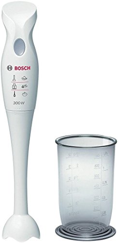 Bosch Mixxo MSM6B150 - Batidora de mano, 300 W, velocidad Turbo, cúpula con cuchilla de acero inoxidable, con vaso de mezclas, color blanco