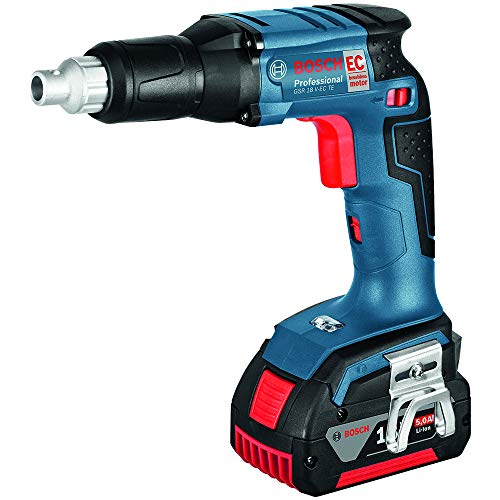 Bosch Professional GSR 18 V-EC TE - Atornillador a batería para placa de yeso (2 baterías x 5 Ah, 18V, 25 Nm, Hexágono interior de 1/4", en L-BOXX)