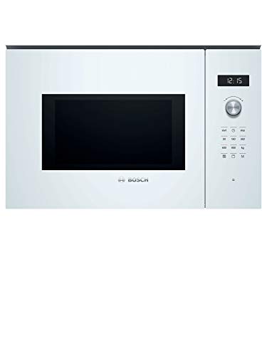 Bosch Serie 6 BEL554MW0 - Microondas integrable, 382 x 594 x 388 mm, Potencia 900 W, Con grill de 1200 W, 25 litros de capacidad, Color blanco