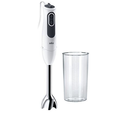 Braun Minipimer 3 Vario MQ3100WH Smoothie - Batidora de Mano de 750W con Brazo de Metal, 11 Velocidades, Protección Antisalpicaduras, Powerbell Plus, Vaso Medidor de 600 ml, Color Blanco