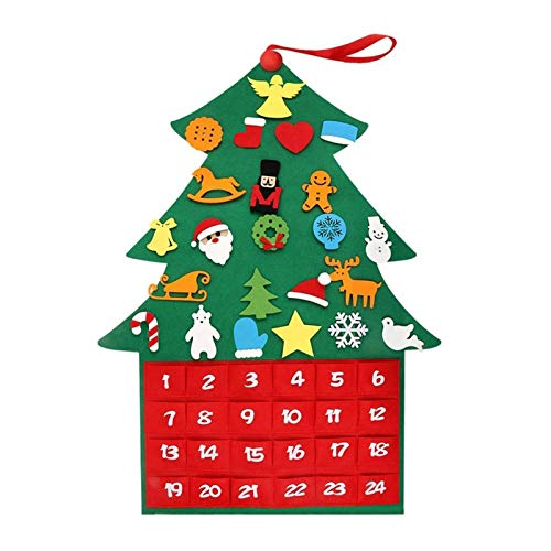 Bricolaje Apliques de Navidad Calendarios de Adviento Grande Fieltro Tela árbol de Navidad Calendario de Navidad con Bolsillos de Año Nuevo la decoración del hogar (Color : Deep Sapphire)