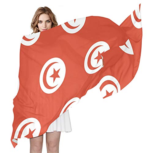 Bufanda de seda para mujer, con la bandera de Túnez, para mujer, 70 cm de largo x 89 cm de ancho